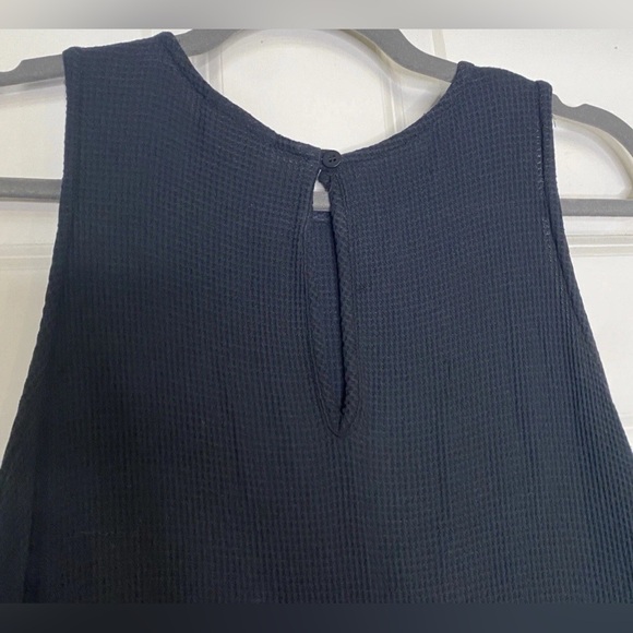 Vintage Eileen Fisher PM Black Waffle Knit Keyhole Sleeveless Midi Dress Women - Picture 4 of 9